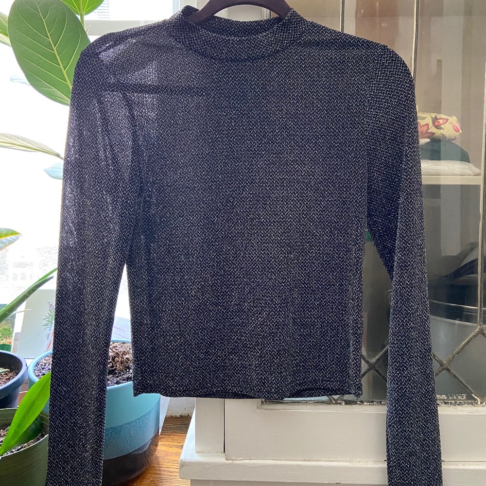 Forever 21 sparkly long sleeve sheer top